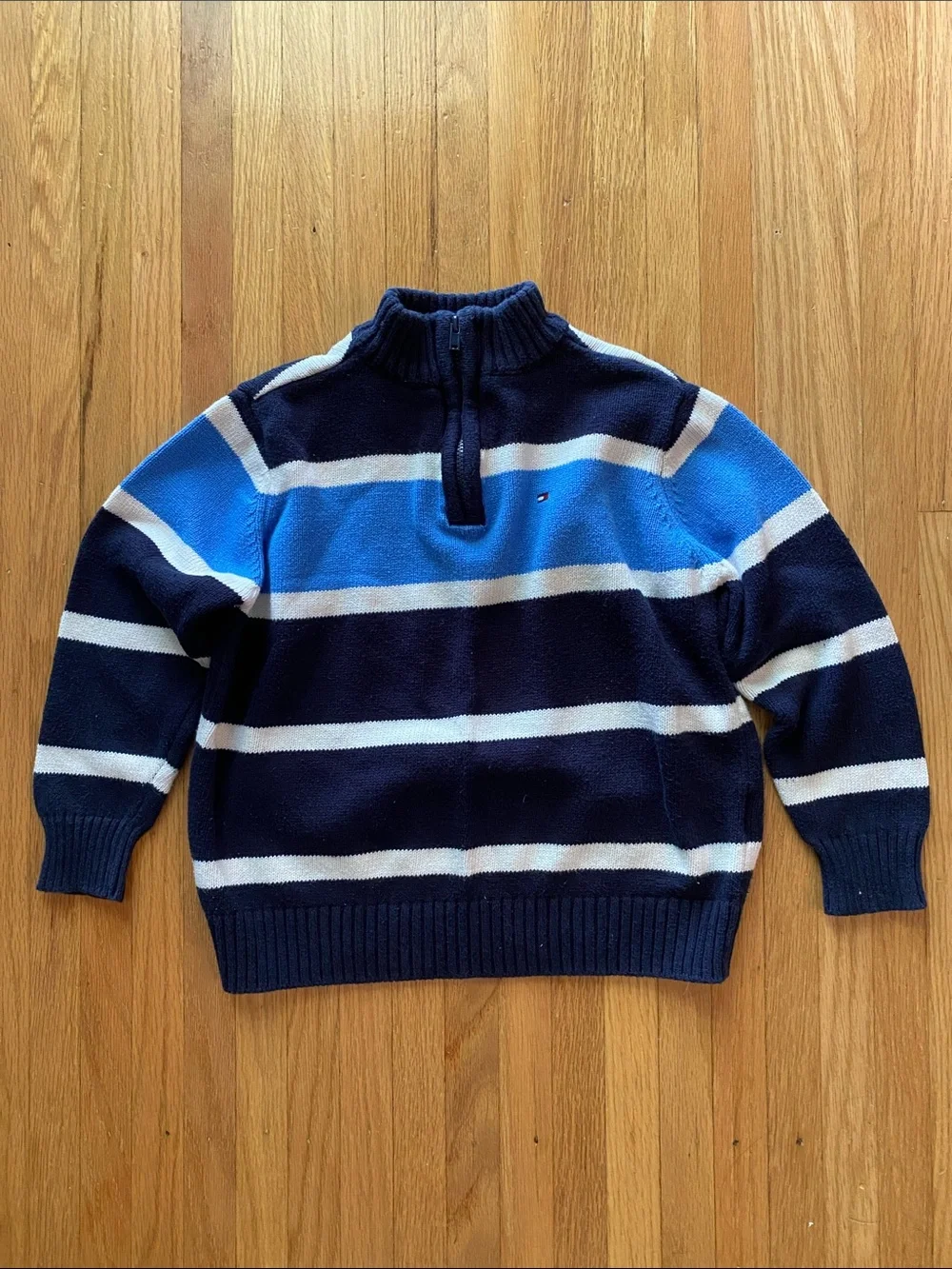 Tommy Hilfiger Boy’s Navy & Blue Striped Half-Zip Sweater
